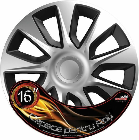 Wheel Covers Set Cridem Stratos 4pcs - Silver/black - 16''