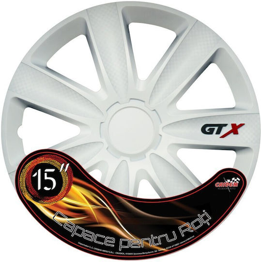 Set Capace De Roți Auto Cricem Gtx Carbon 4 Bucăți Alb 15''