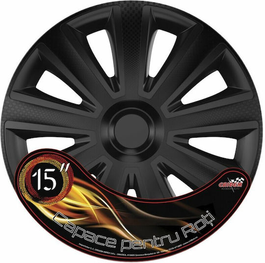 Set Capace De Roți Auto Cridem Aviator Carbon 4 Bucăți Negru 15''