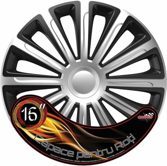 Set Capace De Roți Auto Cridem Trend 4 Bucăți - Argintiu/Negru - 16''