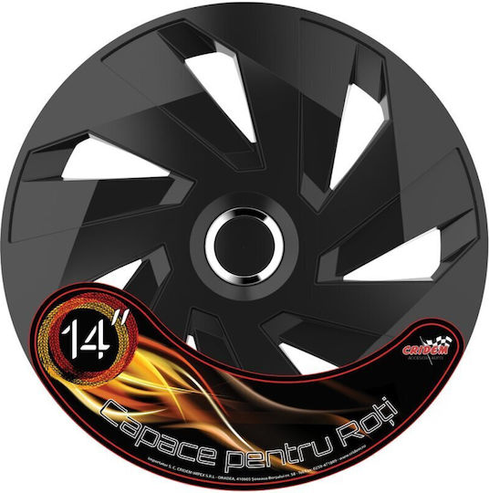 Set Capace De Roți Auto Cridem Vector Rc 4 Bucăți Negru/Crom 14''