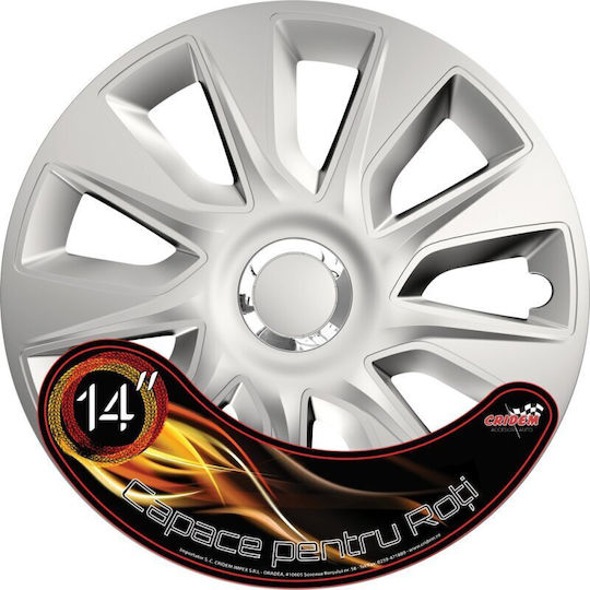 Set Capace De Roți Auto Cridem Stratos Rc 4 Bucăți Argintiu Cromat 14''