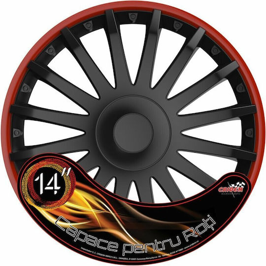 Wheel Covers Set Cridem Crystal Ro 4pcs - Black/red - 14''