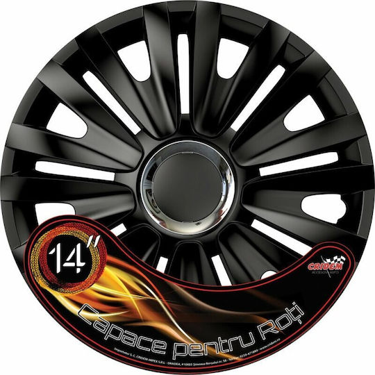 Radkappen-Set Cridem Royal Rc 4 Stück - Schwarz/Chrom - 14''