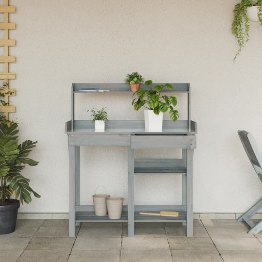 vidaXL Pot Rack Wooden Gray 103cmx43.5cmcm.