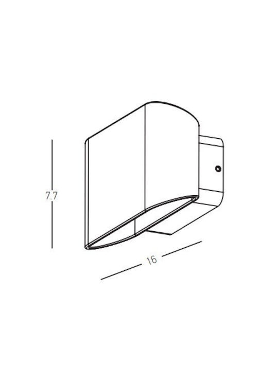 Zambelis Lights Wall-Mounted Outdoor Ceiling Light LED IP54 11W with Warm White Light Double Beam 10x16x7.7εκ.