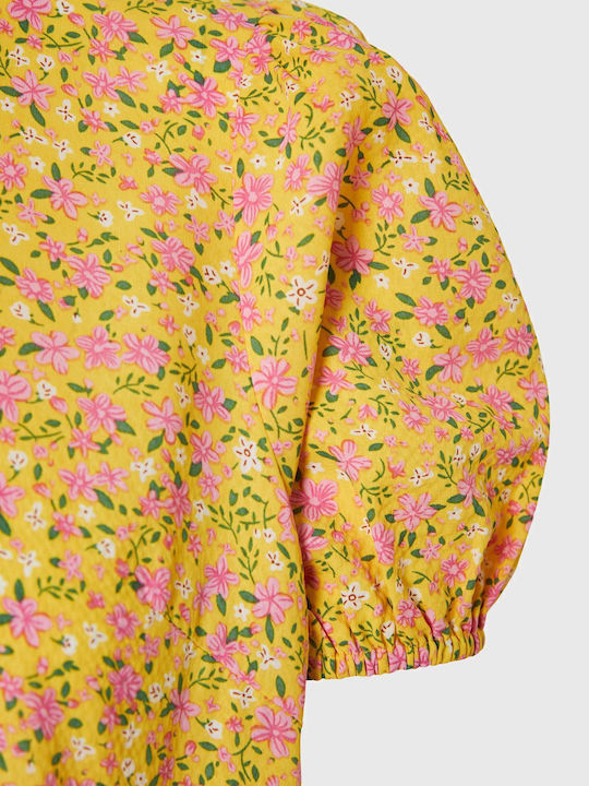 Καλοκαιρινό Mini Σεμιζιέ Φόρεμα με Βολάν Yellow