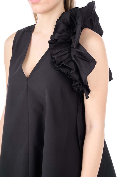 Women's Summer Blouse Sleeveless with V Neckline Black