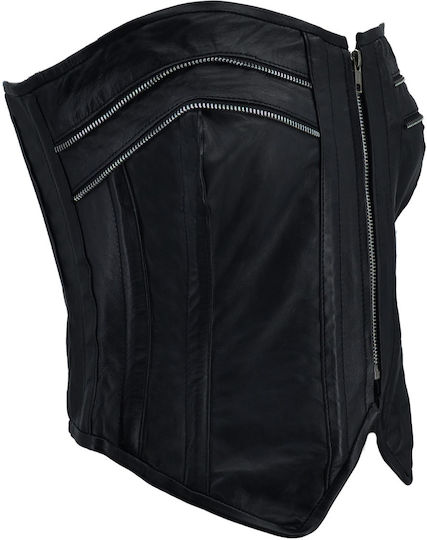 Leather 100 Leather Damenbluse Code: 37-w-corser-zip (schwarz)