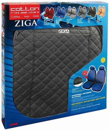 Ziga Pair Of High-quality Cotton Front Seat Covers - Grey