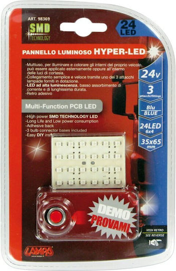 24v Hyper-led - Lampă Pcb 24 Smd - 35x65 Mm - 1 buc - D/blister - Albastru