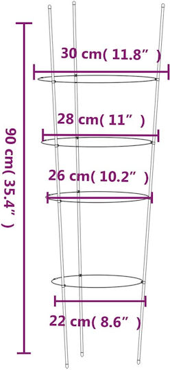 vidaXL Plant Support Rods 90cm from Steel with Support Ring Set of 5pcs