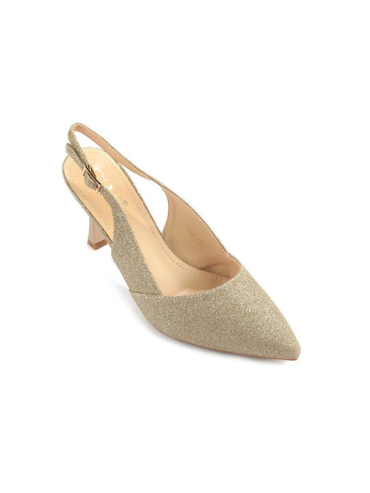 Fshoes Pointed Toe Gold Heels