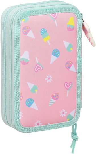 Peppa Pig Rucsac pentru creioane Peppa Pig Ice Cream Pink Mint 12.5 X 19.5 X 4 Cm (28 bucăți)
