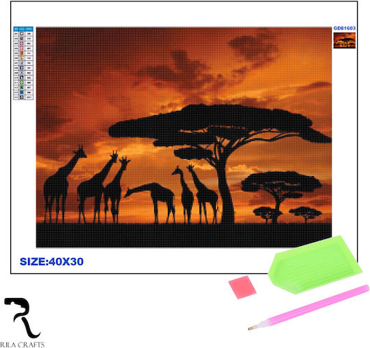 Diamond Mosaic Tapestry Rila Crafts, 30x40cm, Savannah