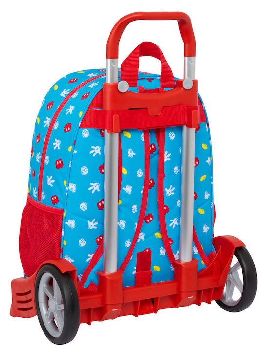 Schulranzen mit Rädern Mickey Mouse Clubhouse Fantastic Blau Rot 33 X 42 X 14 Cm