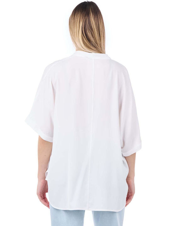 Beatrice Women's Silky Short Sleeve Shirt White