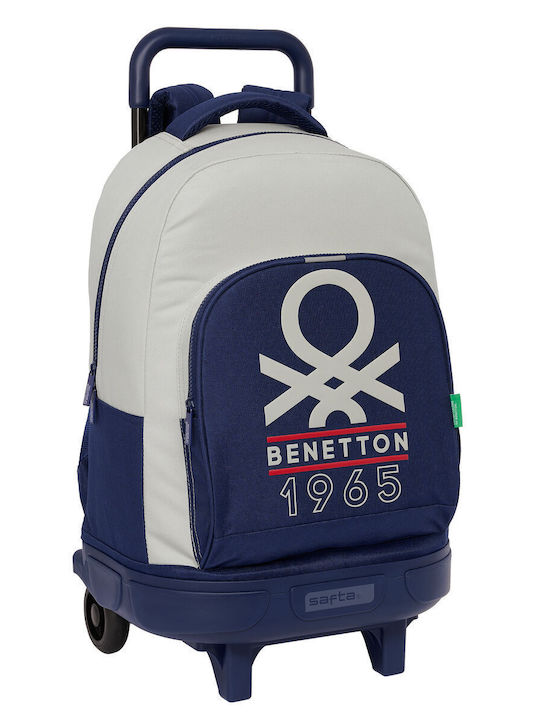 Σχολική Τσάντα Με Ρόδες Benetton Varsity Γκρι Ναυτικό Μπλε 33 X 45 X 22 Cm