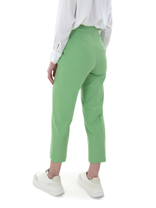 MY T Women's High-waisted Fabric Trousers Green