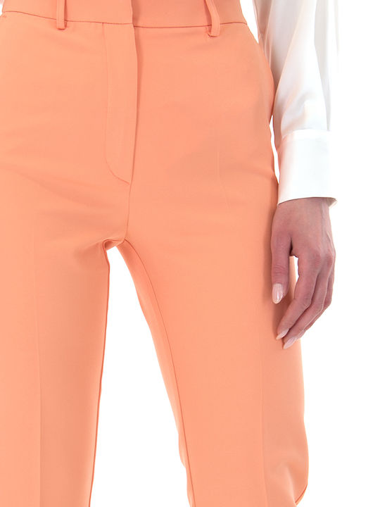 Pants Women's High-waisted Fabric Capri Trousers Tapered Line Orange