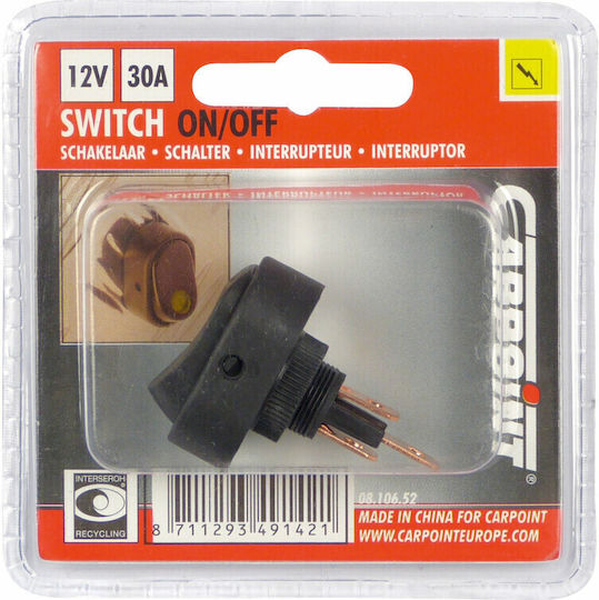 Ключ с LED 12V 30A жълт LED