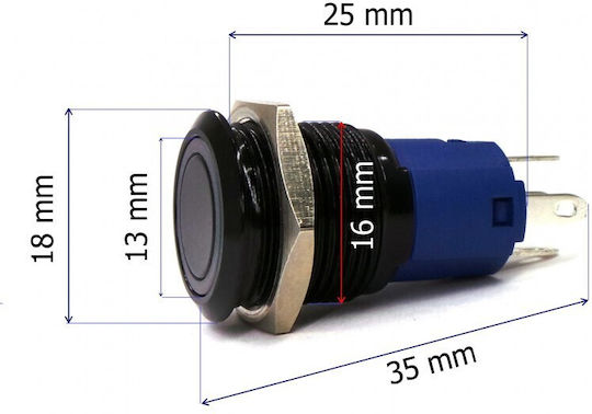 Comutator On/Off auto 12V 50000 Albastru