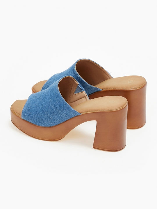 Issue Fashion Chunky Heel Mules Blue