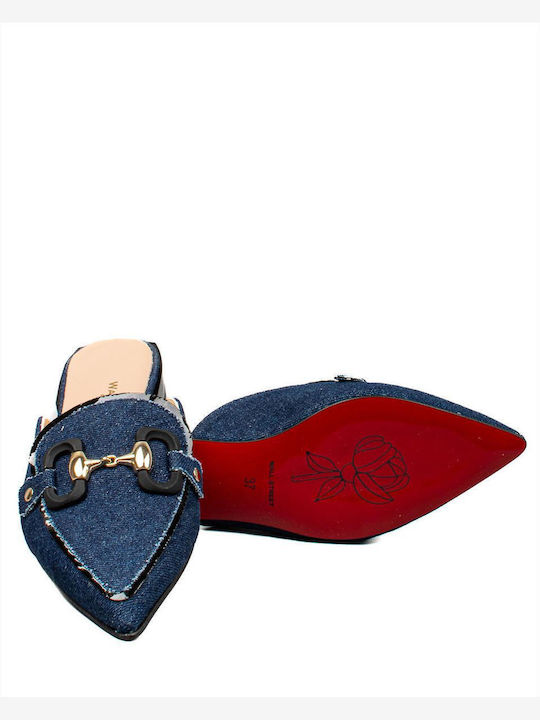 Wall Street Flat Mules Blue