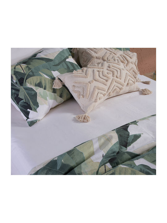 Nef-Nef Homeware Σετ Σεντόνια Μονά με Λάστιχο 100x200+35εκ. Tropicana Green 3τμχ