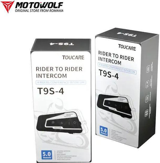 Toucare T9S-4 Ενδοεπικοινωνία Μονή για Κράνος Μηχανής με Bluetooth
