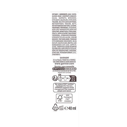 Garnier Ambre Solaire Super UV Niacinamide Sunscreen Cream Face SPF50+ 40ml