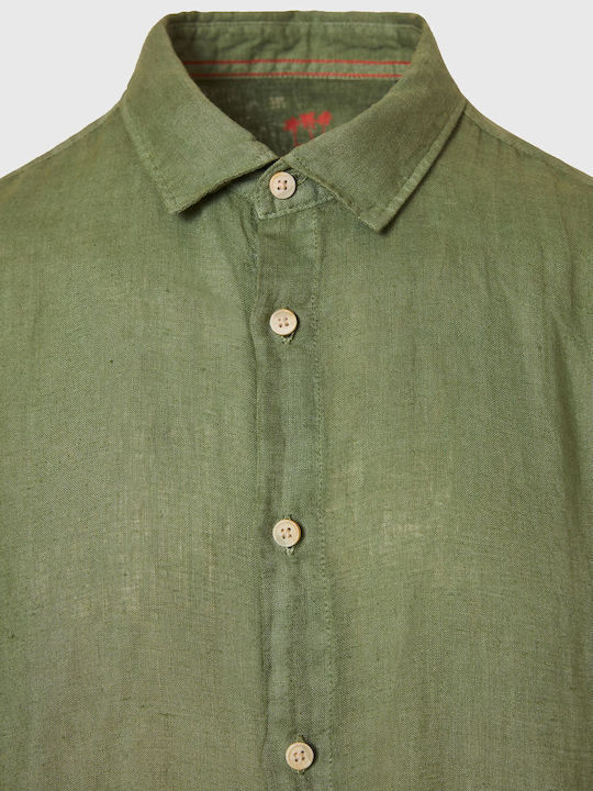 Short-sleeved Linen Shirt Khaki