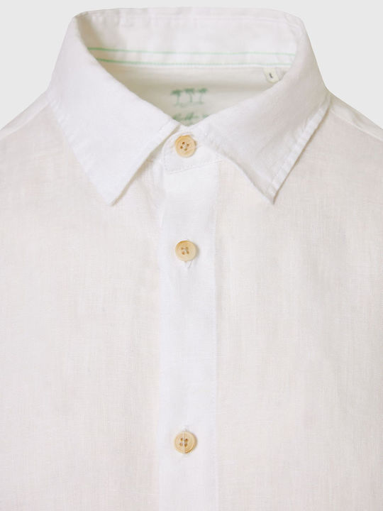 Funky Buddha Men's Shirt Long Sleeve Linen White