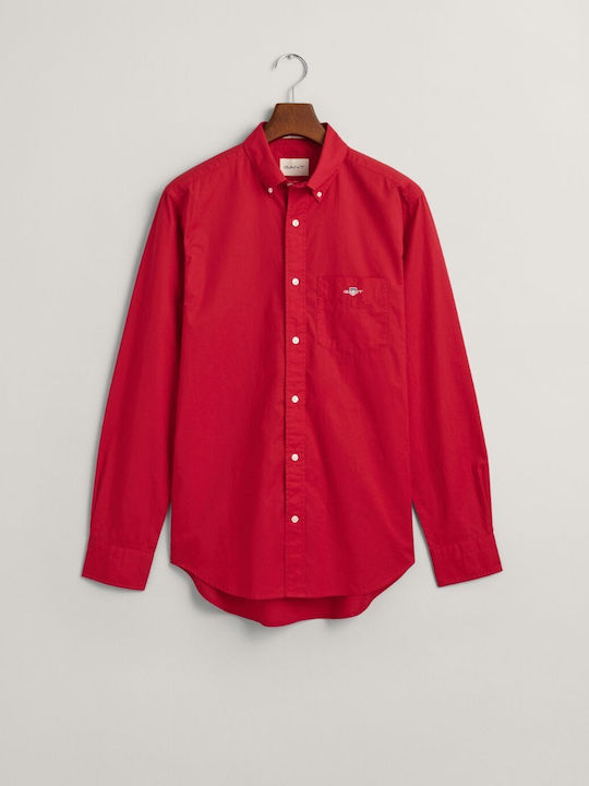 Long-sleeved Cotton Shirt Red
