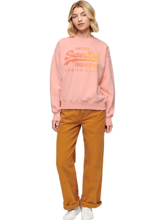 Superdry Tonal Vintage Logo Φουτερ Γυναικeio W2012103a-9qs (9qs/peach Pink Marl)