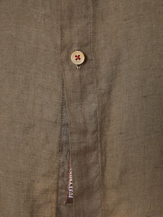 Short-sleeved Linen Shirt Brown