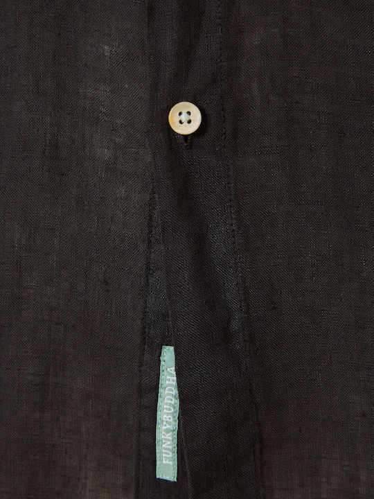Long-sleeved Linen Shirt Black