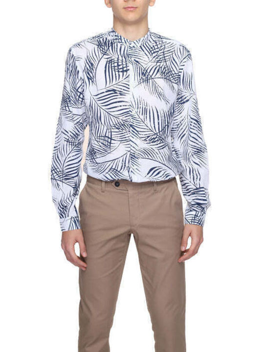 Antony Morato Men's Shirt Long Sleeve Cotton Floral Blue