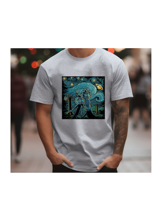 Grey Tshirt Rick And Morty Van Gogh Original Fruit Of The Loom 100% Cotton No20