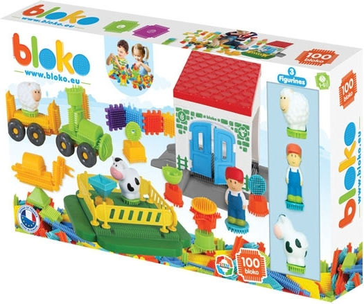 Mochtoys Farm Interlocking Building Blocks with Figures for 1 Plus Year 100 Pieces