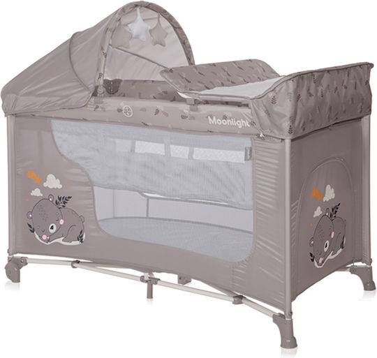 Lorelli Moonlight Кошара за игра 2 Нива с Променяща се Повърхност & Матрак Бежов 126x70см