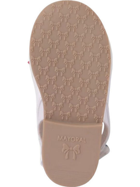 Kids Leather Ballerinas with Hoop & Loop Closure White