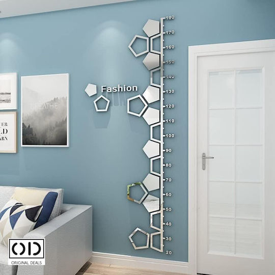Ofertele originale Ofertele originale de măsurare a înălțimii hexagonale pline și goale pentru copii, realizate din oglindă acrilică autoadezivă, cu o scară de măsurare 20 - 180 cm