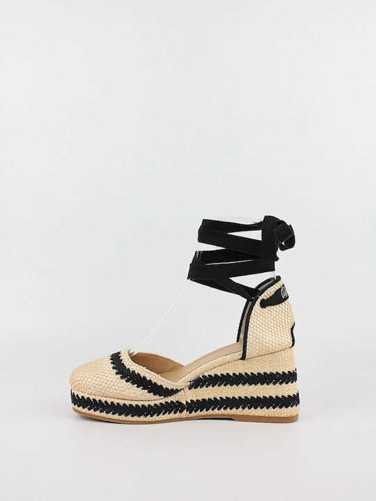 Castaner Platforme dama în stil espadrile Negre