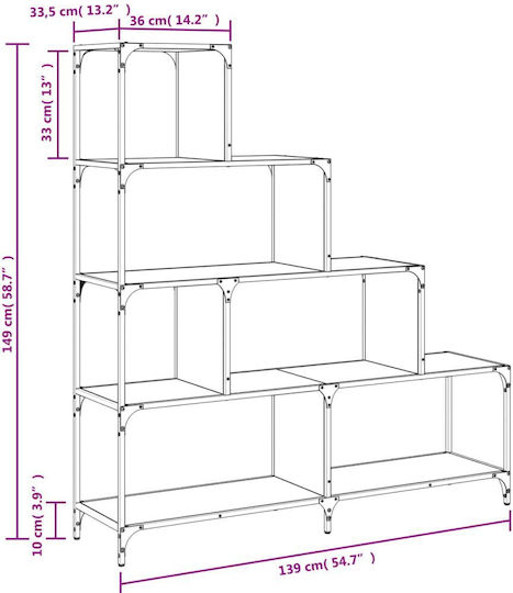 Bibliotecă Gri 139x33.5x149cm