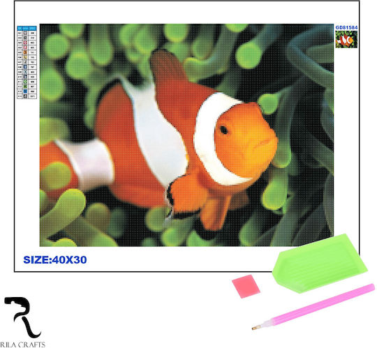 Diamond Mosaic - Tapestry Rila Crafts, 30x40cm, Nemo - Clown Fish