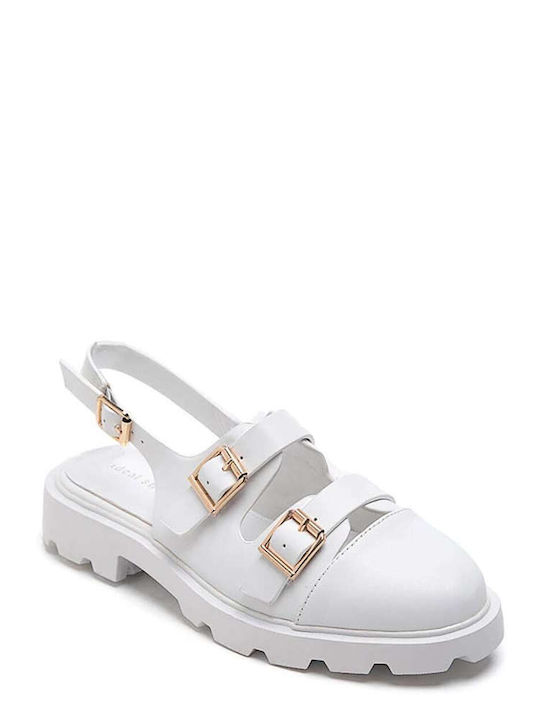 Keep Fred Women's Flat Sandals with Strap in White Color