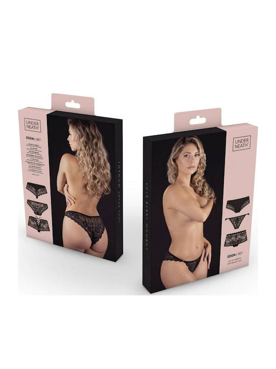 Femei Brazilia 3Pack cu Dantelă Negre