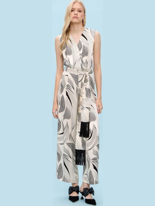 Damen Ärmellos Einteiler Anzug Beige