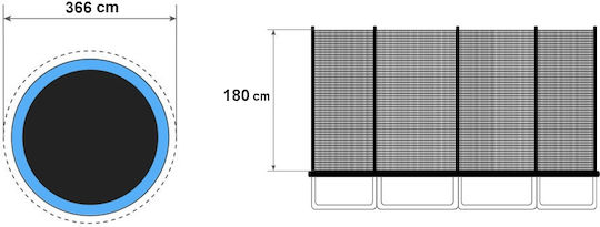 Outdoor Trampoline Net 366cm 12ft/8 Posts